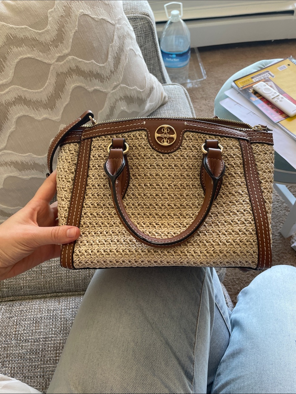 Nine West Tan and Natural Woven Purse